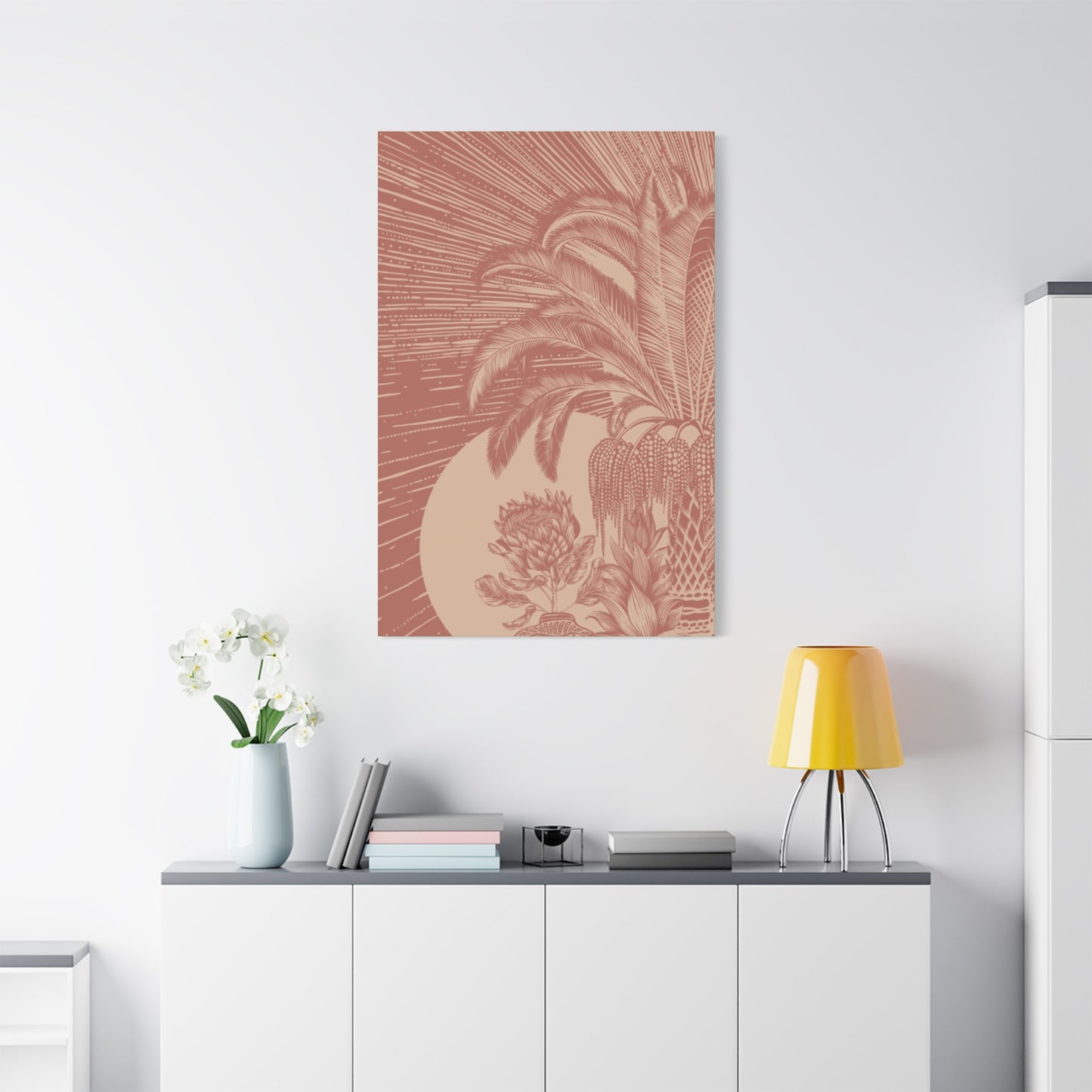 Pink Color Palm Tree Wall Art & Canvas Prints