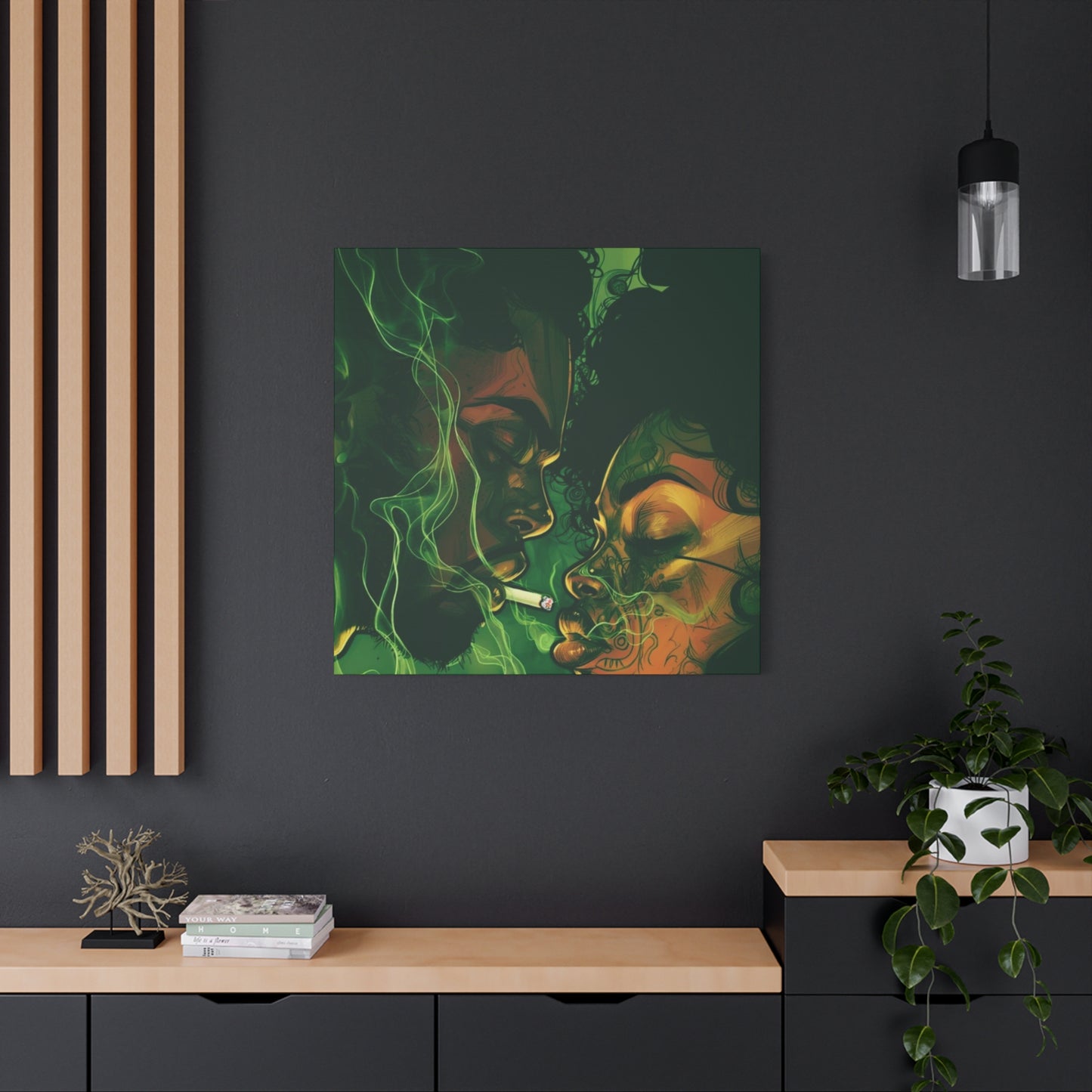 Couple With Joint Marijuana Wall Art & Canvas Prints