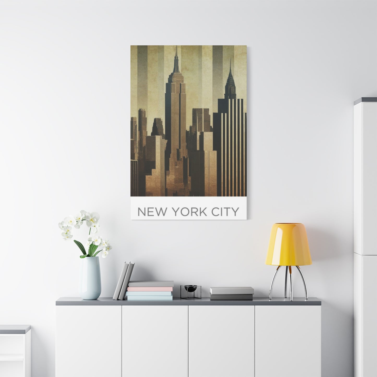 Sepia Tone City Skyline NYC Skyline Wall Art & Canvas Prints