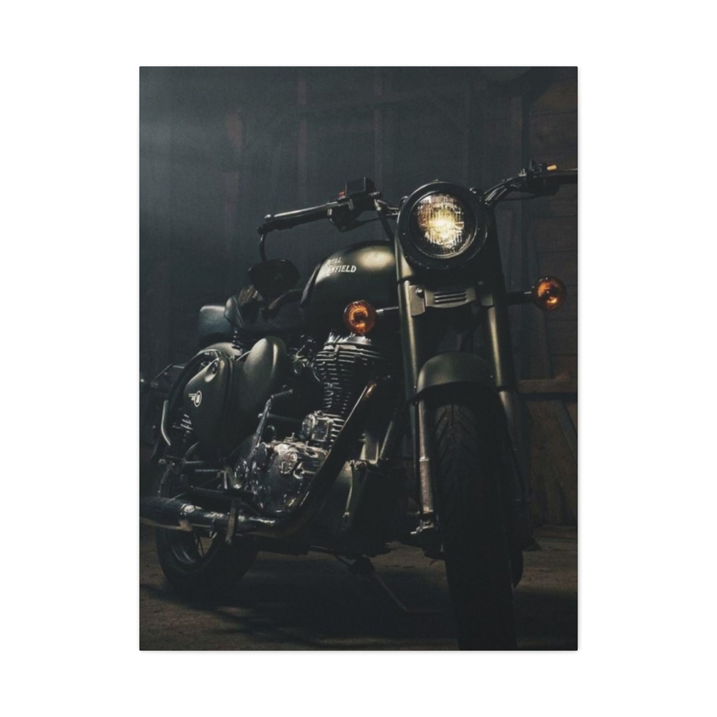 Black Classic Royal Enfield Motorcycle Wall Art & Canvas Prints