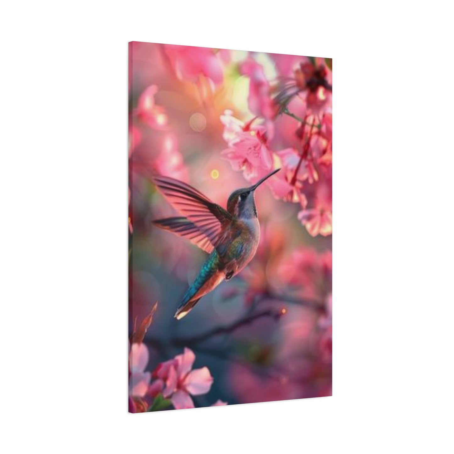 Pink Humming Bird Candid Painting Wall Art & Canvas Prints