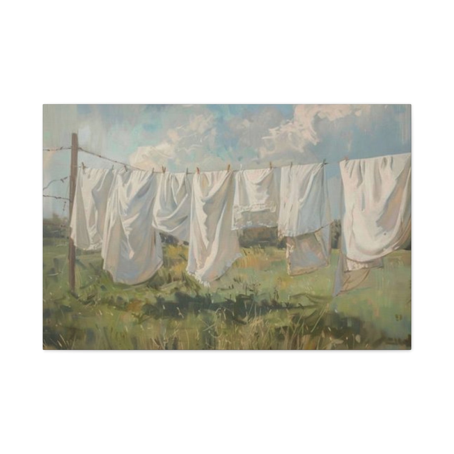 White Clothes Drying Laundry Wall Art & Canvas Prints