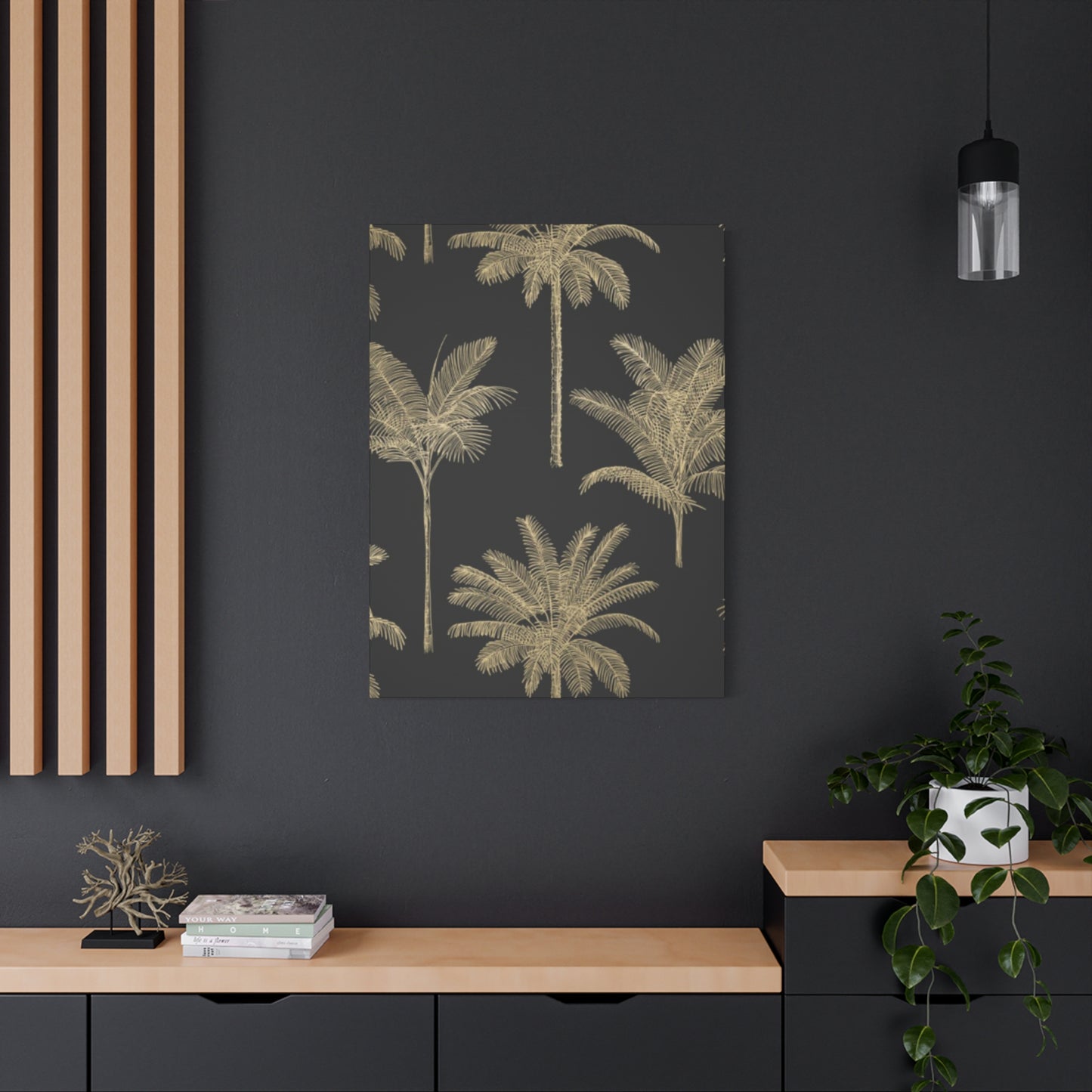 Blue & Golden Palm Tree Wall Art & Canvas Prints