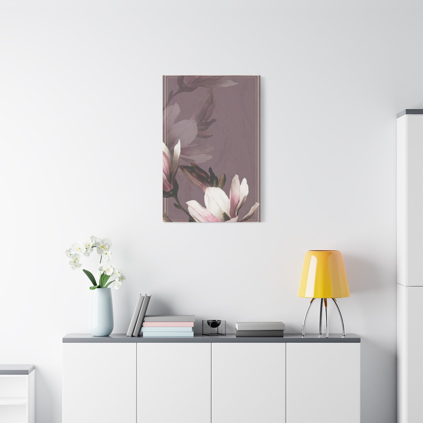 Purple Magnolia Flower with Painting Wall Art & Canvas Prints