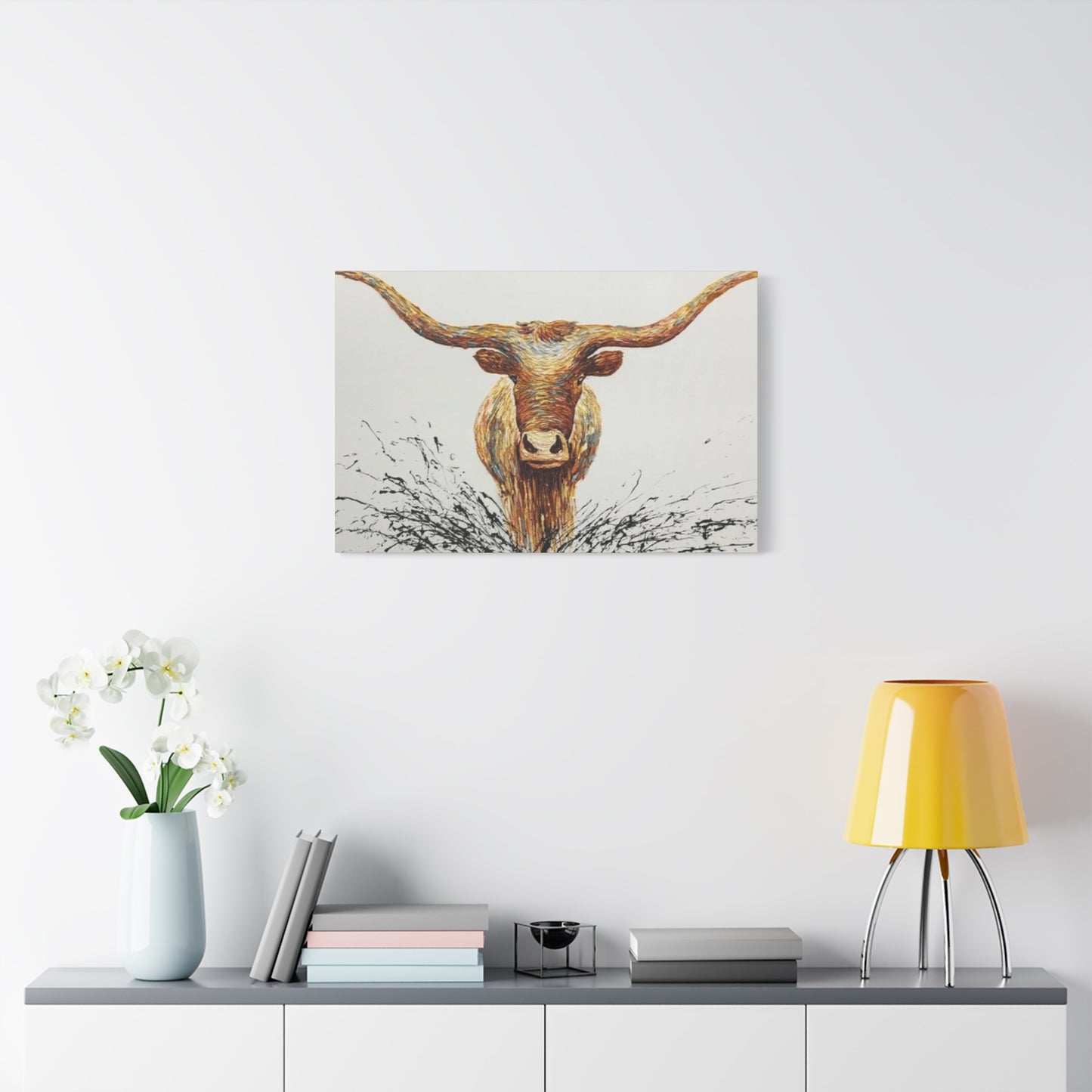 Bull Long Horns Drawing Wall Art & Canvas Prints