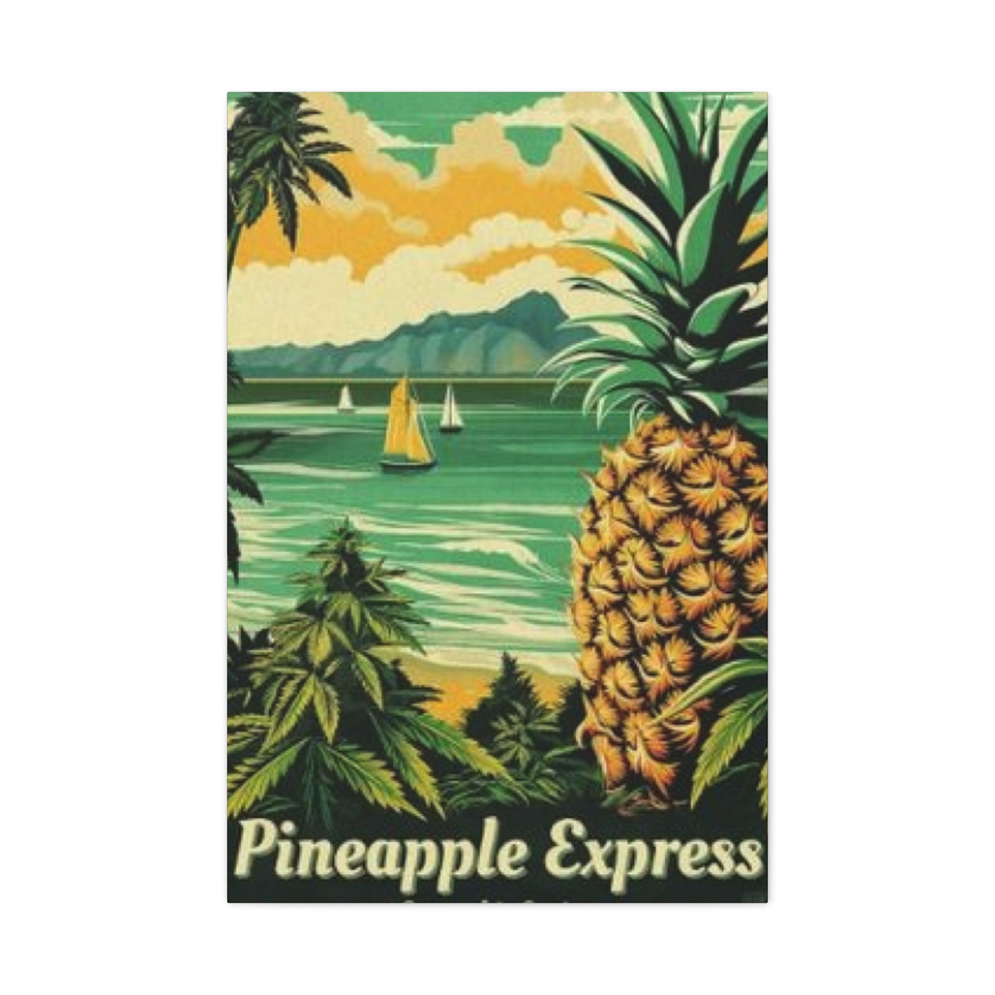 Pineapple On Beach Marijuana Wall Art & Canvas Prints