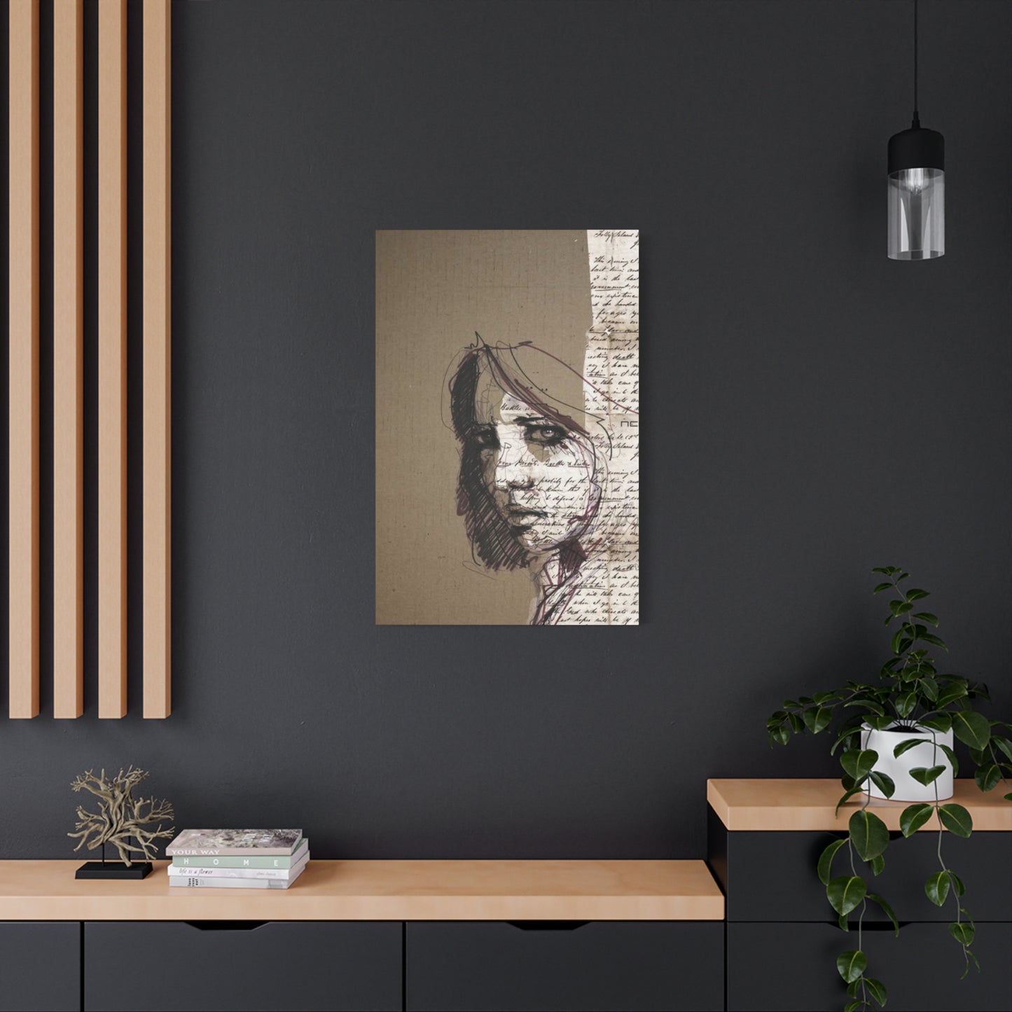 Short Hair Girl Abstract Painting Mixed Media Wall Art & Canvas Prints