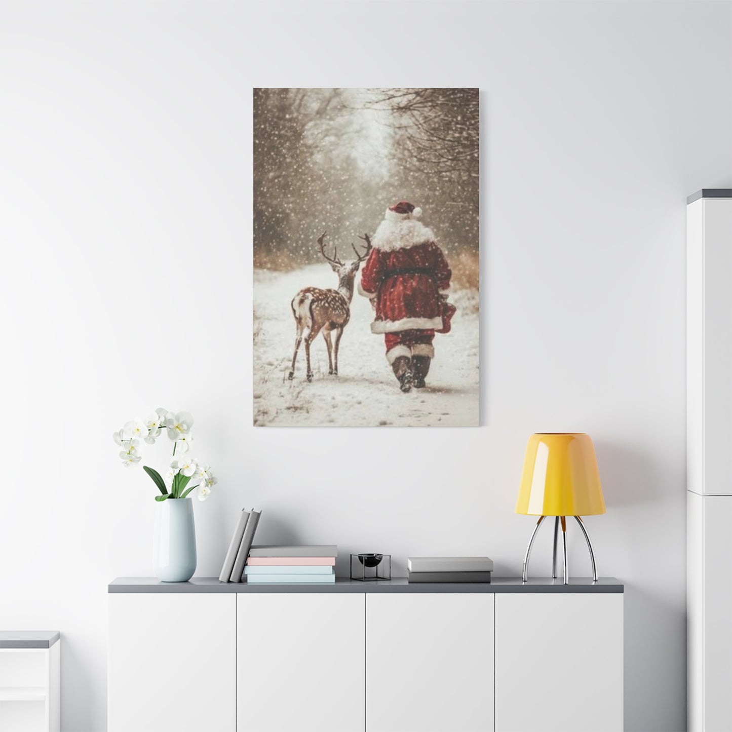 Santa Claus & Deer Wall Art & Canvas Prints