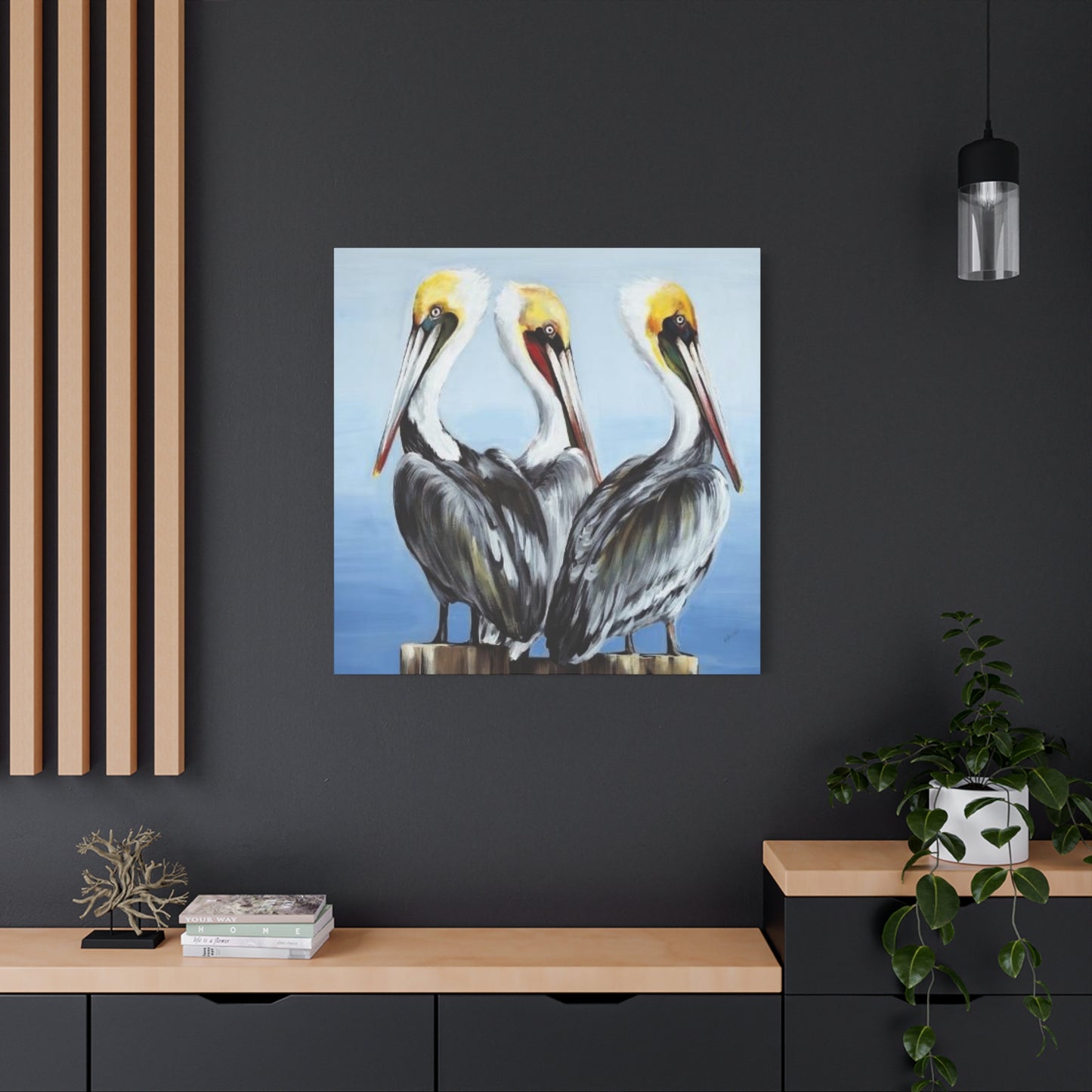 Three Pelican Family Poster Wall Art & Canvas Prints