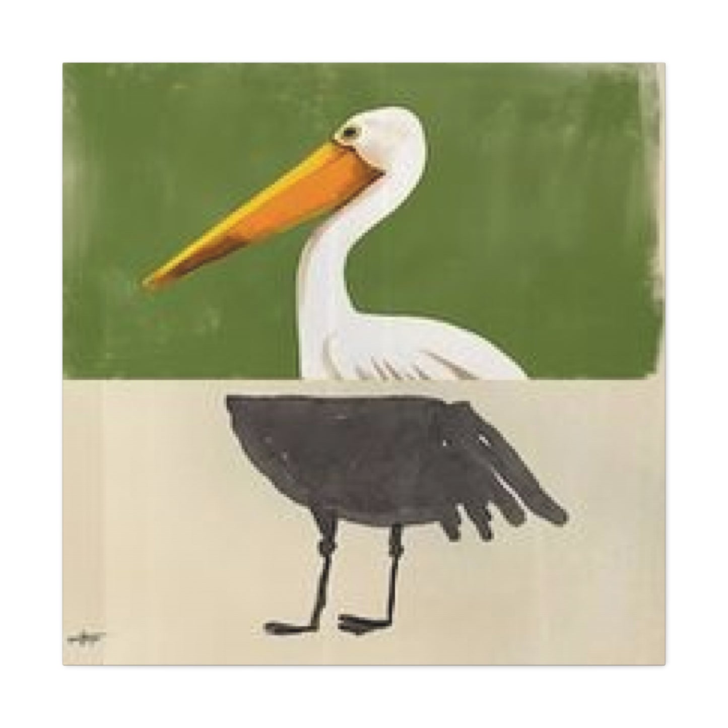 Black & White Pelican Cartoon Poster Wall Art & Canvas Prints