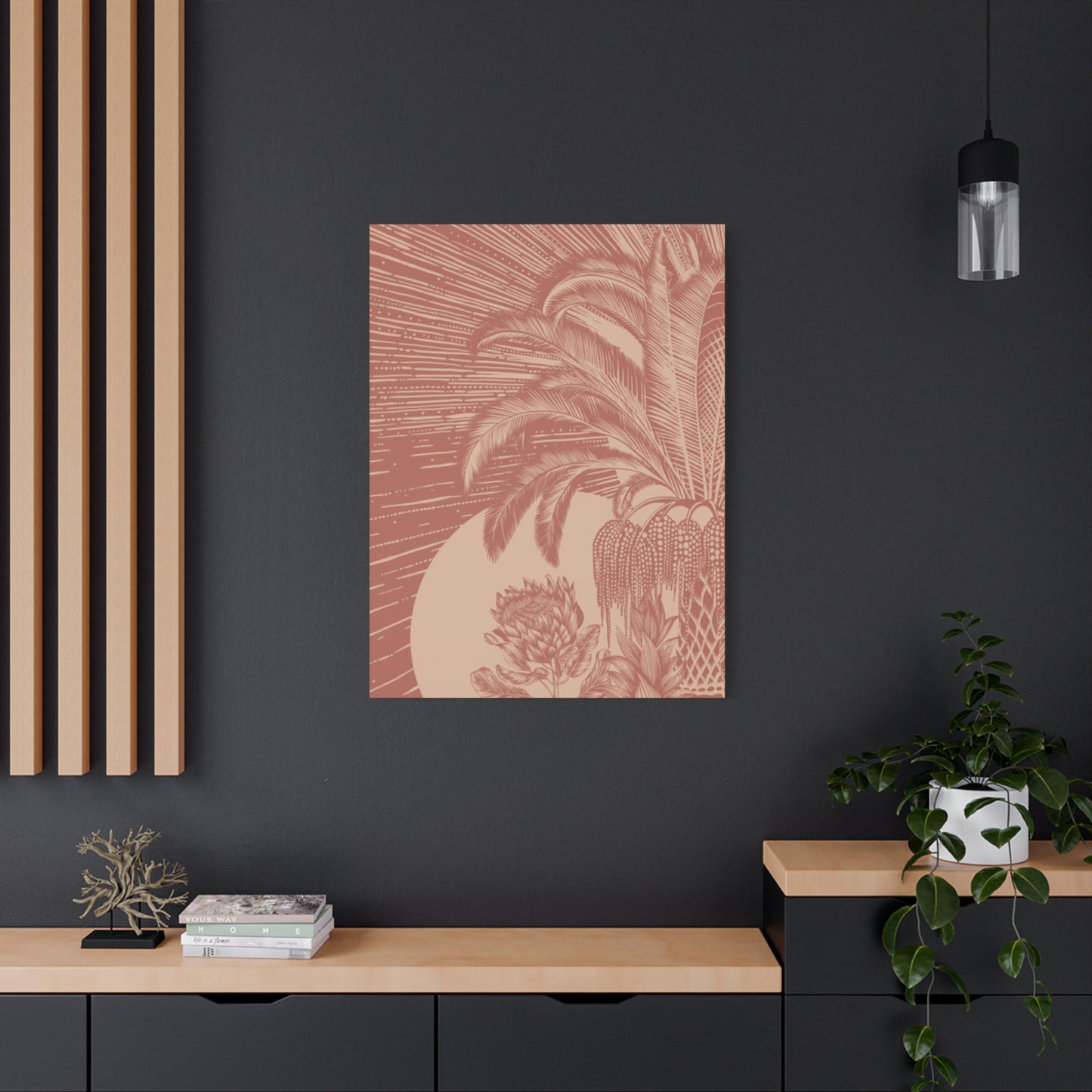 Pink Color Palm Tree Wall Art & Canvas Prints