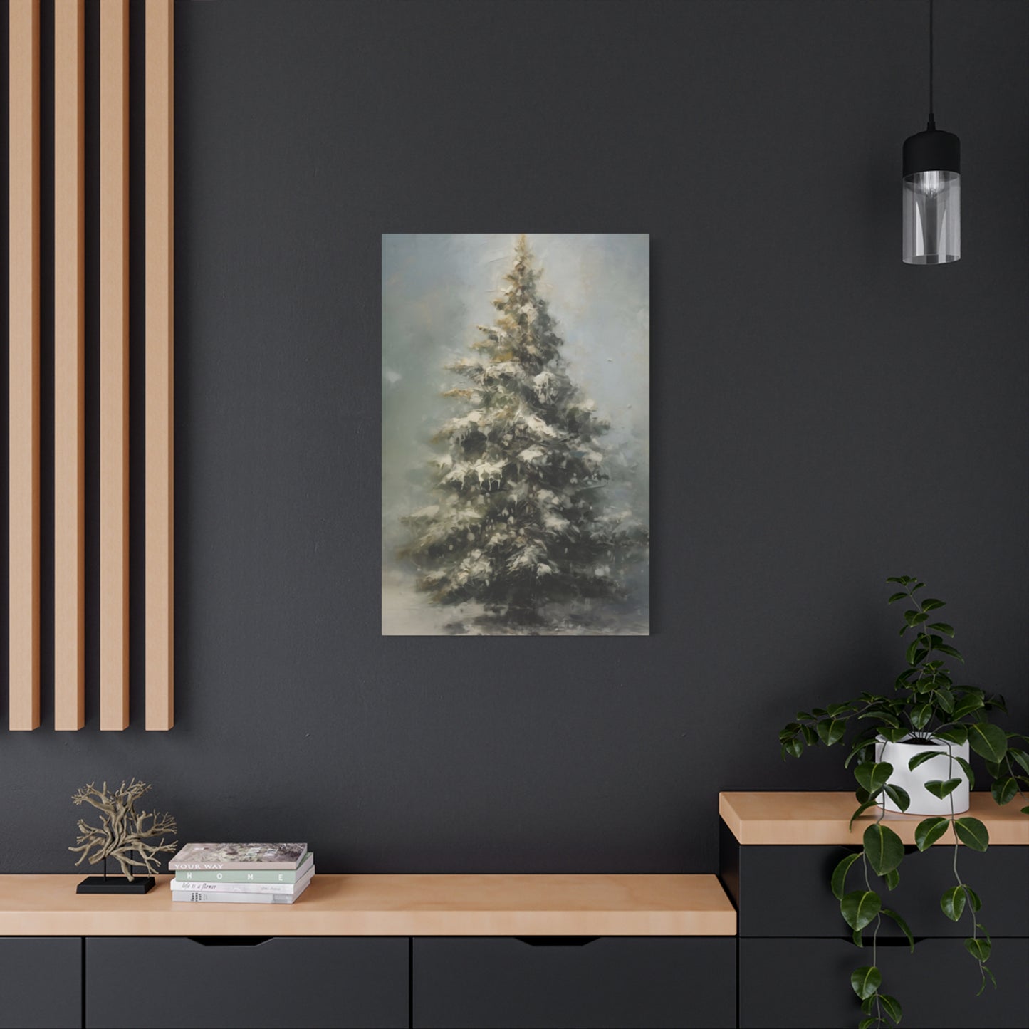 Snowy Christmas Tree Wall Art & Canvas Prints