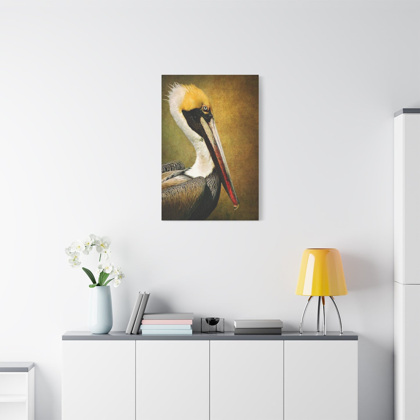 Long Beak Pelican Candid Close Up Drawing Wall Art & Canvas Prints