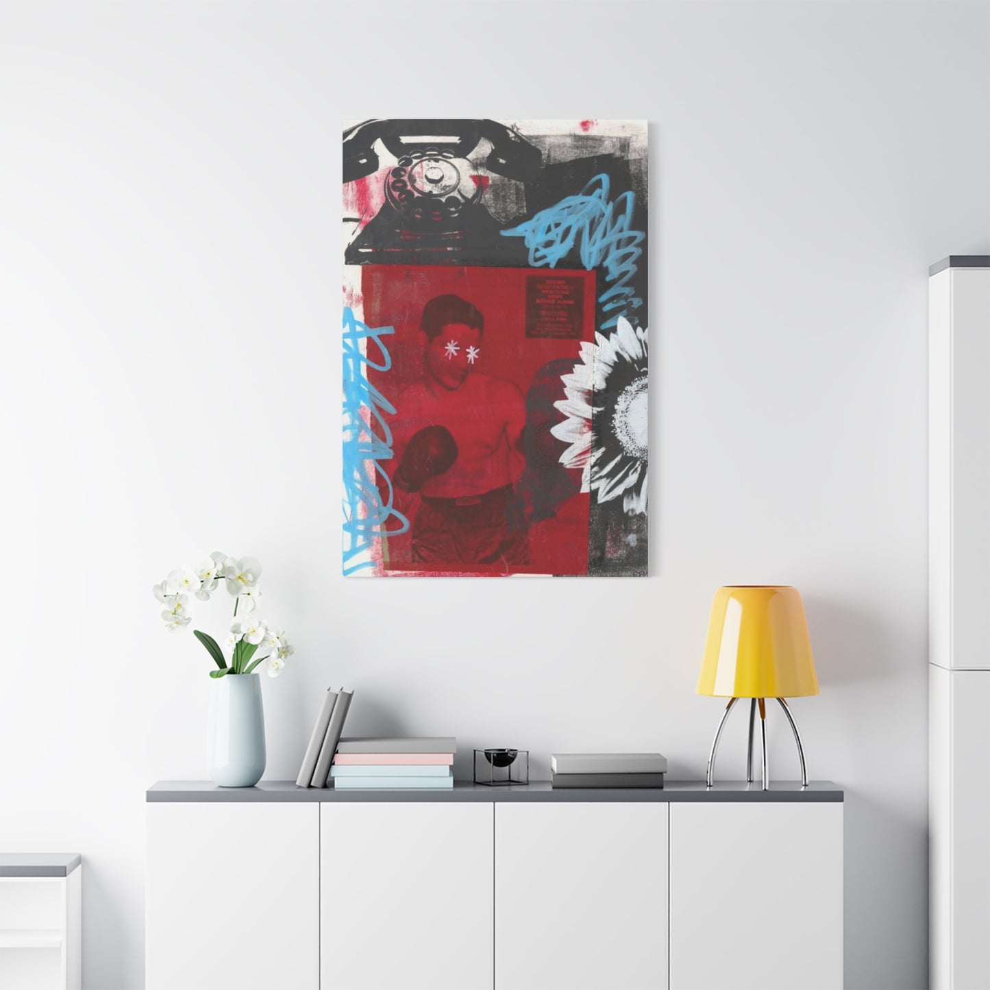 Boxing And Telephone Mixed Media Wall Art & Canvas Prints