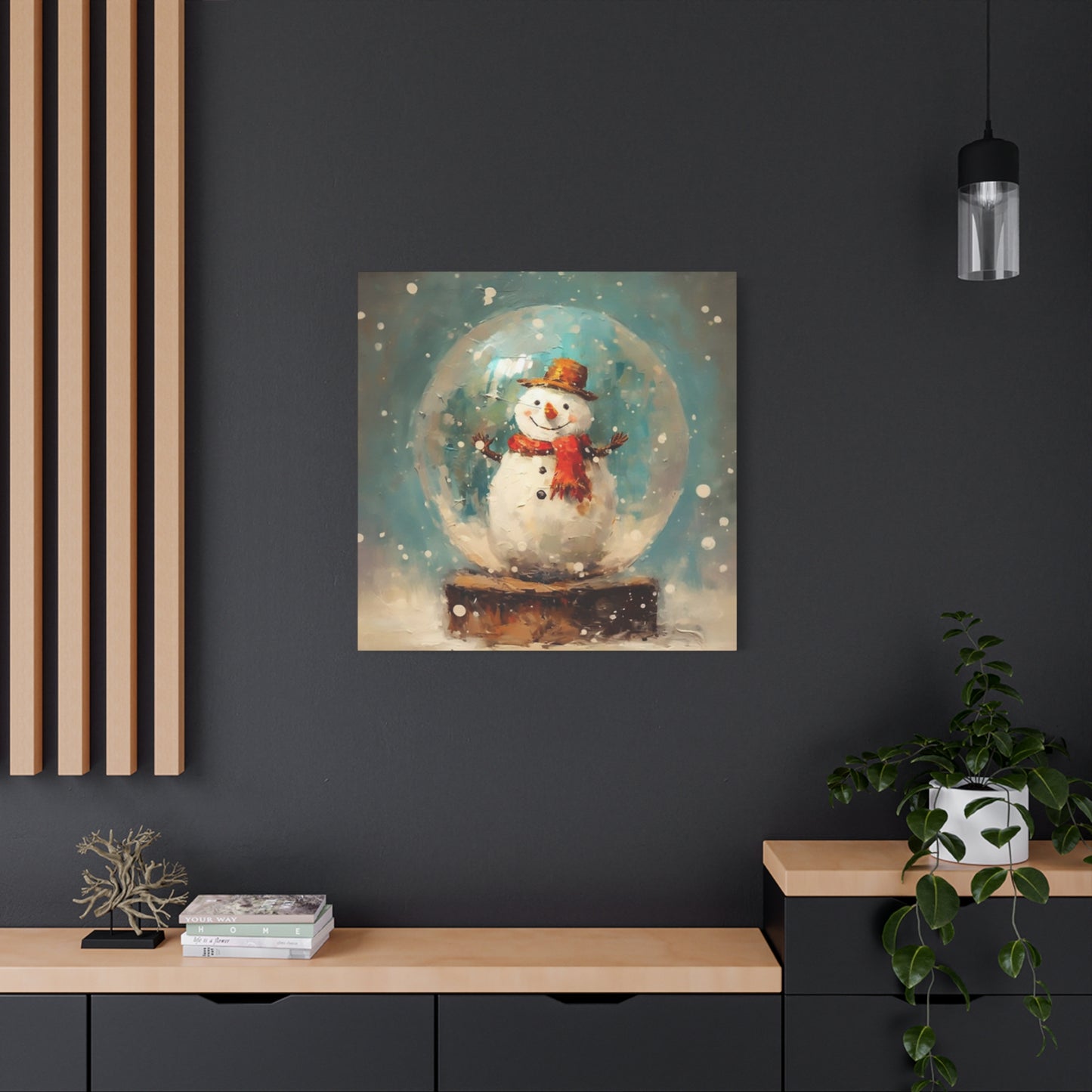 Snowman Snow Globe Wall Art & Canvas Prints