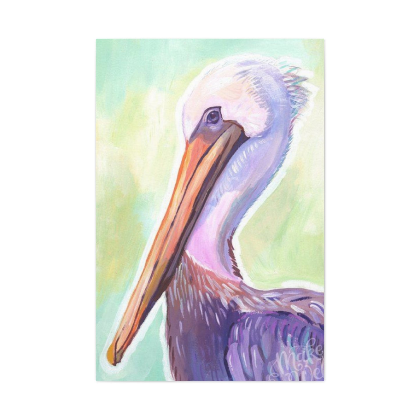 Purple Pelican Painting Wall Art & Canvas Prints