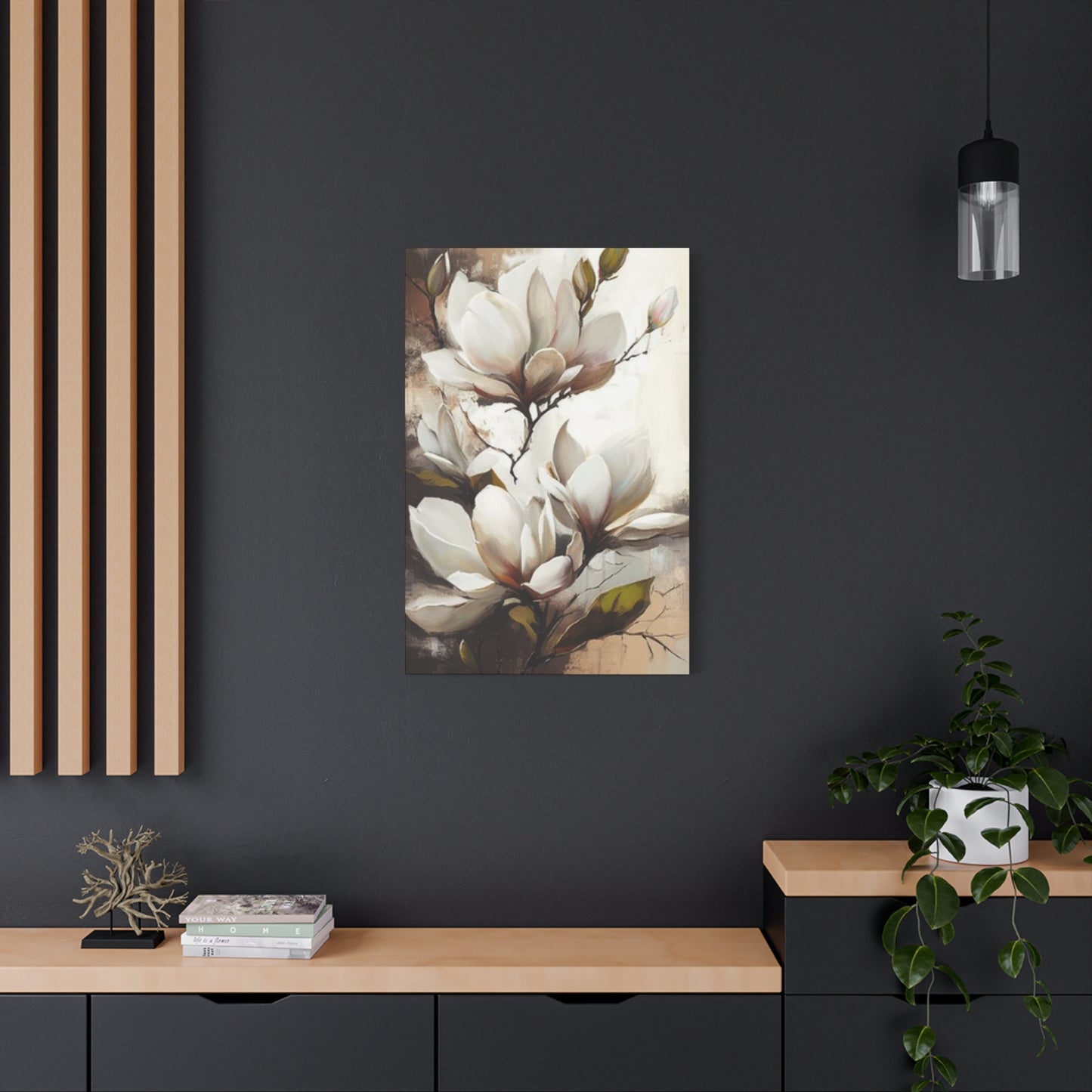 White Magnolia Flower Plant Painting Wall Art & Canvas Prints