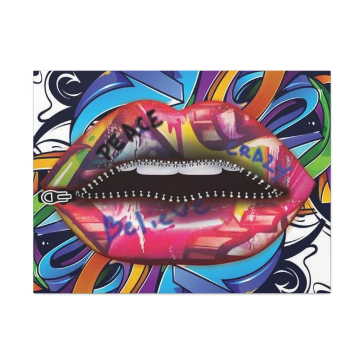 Zipper Lips Wall Art & Canvas Prints