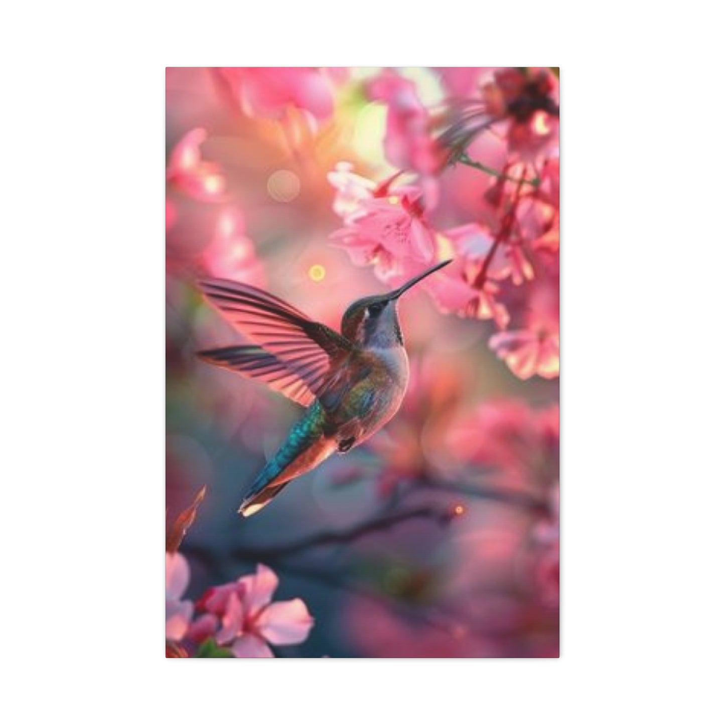 Pink Humming Bird Candid Painting Wall Art & Canvas Prints