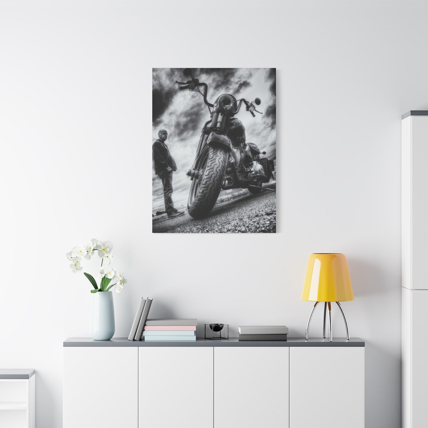 Black & White Classic Motorcycle Wall Art & Canvas Prints