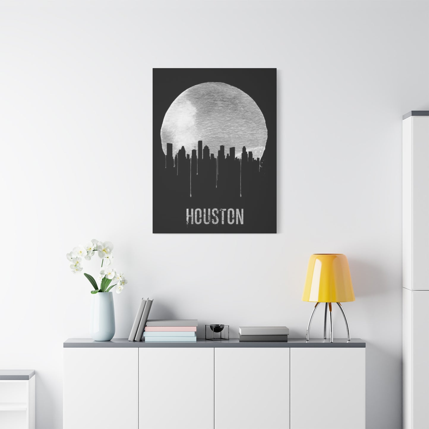 Aesthetic Full moon Houston Skyline Wall Art & Canvas Prints