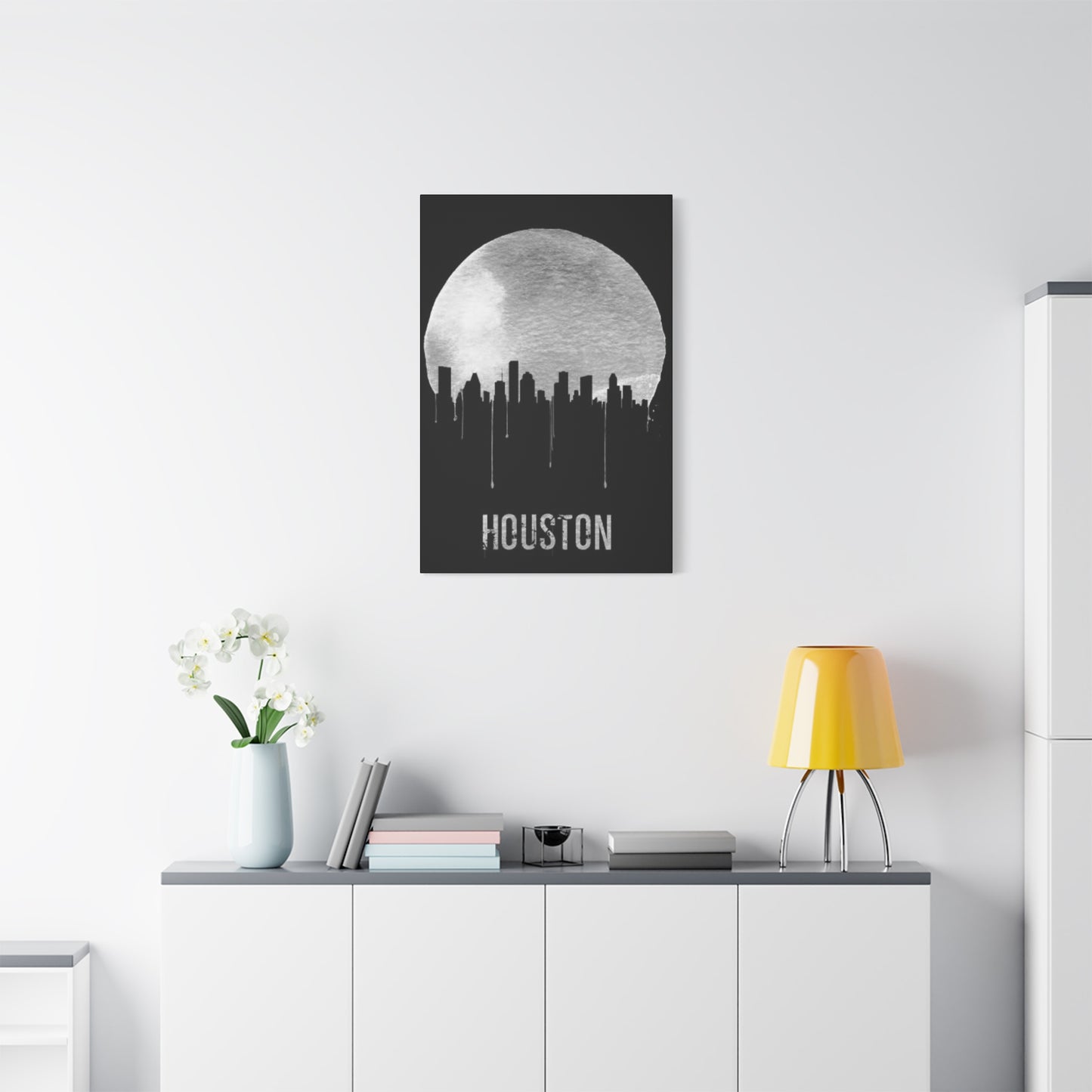 Aesthetic Full moon Houston Skyline Wall Art & Canvas Prints