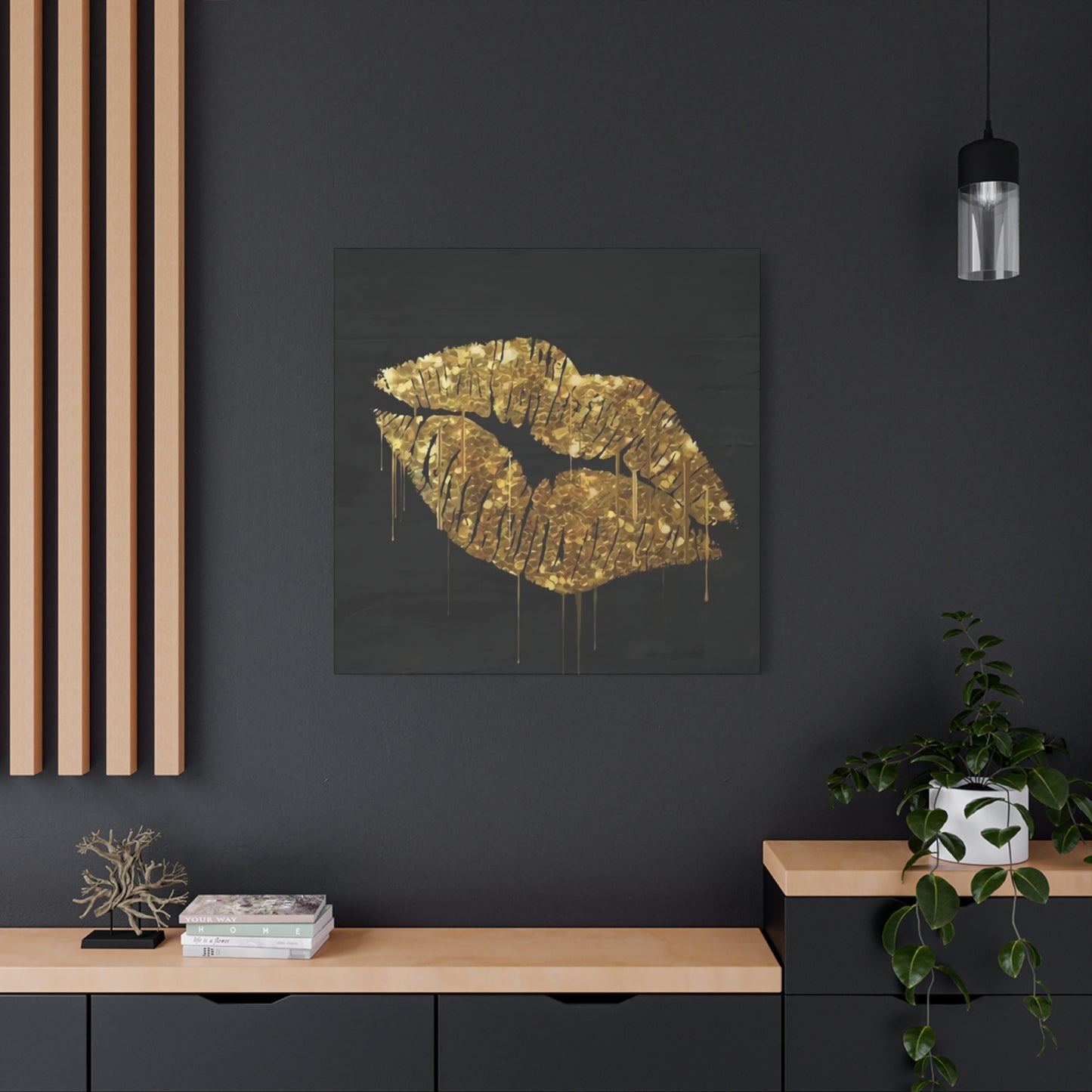 Golden Lips Wall Art & Canvas Prints