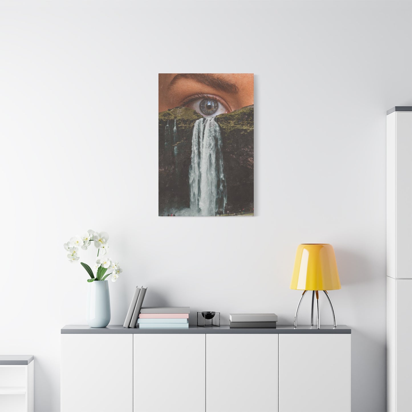 Eye Waterfall Abstract Painting Mixed Media Wall Art & Canvas Prints