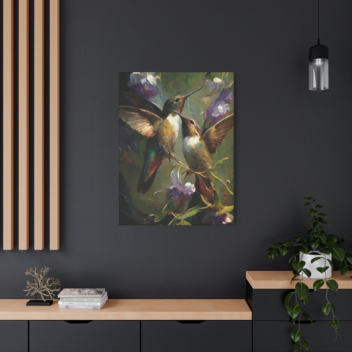 Colorful Humming Bird Couple Painting Wall Art & Canvas Prints