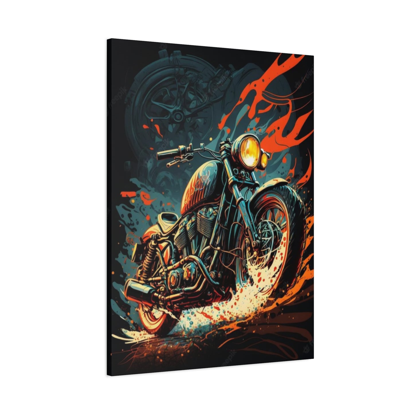 Black Ghost Rider Motorcycle Wall Art & Canvas Prints