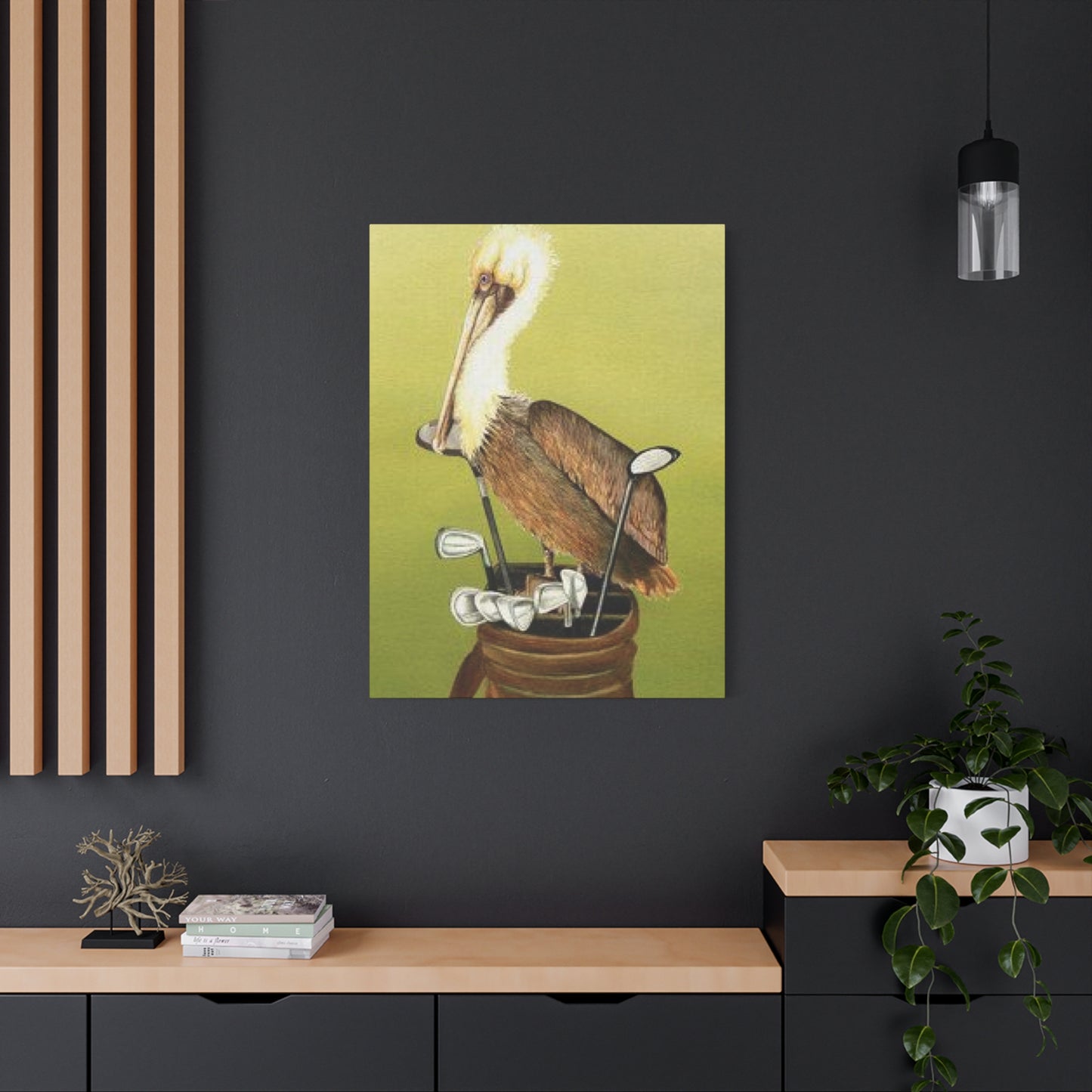 Pelican On a Golf Bag Painting Wall Art & Canvas Prints