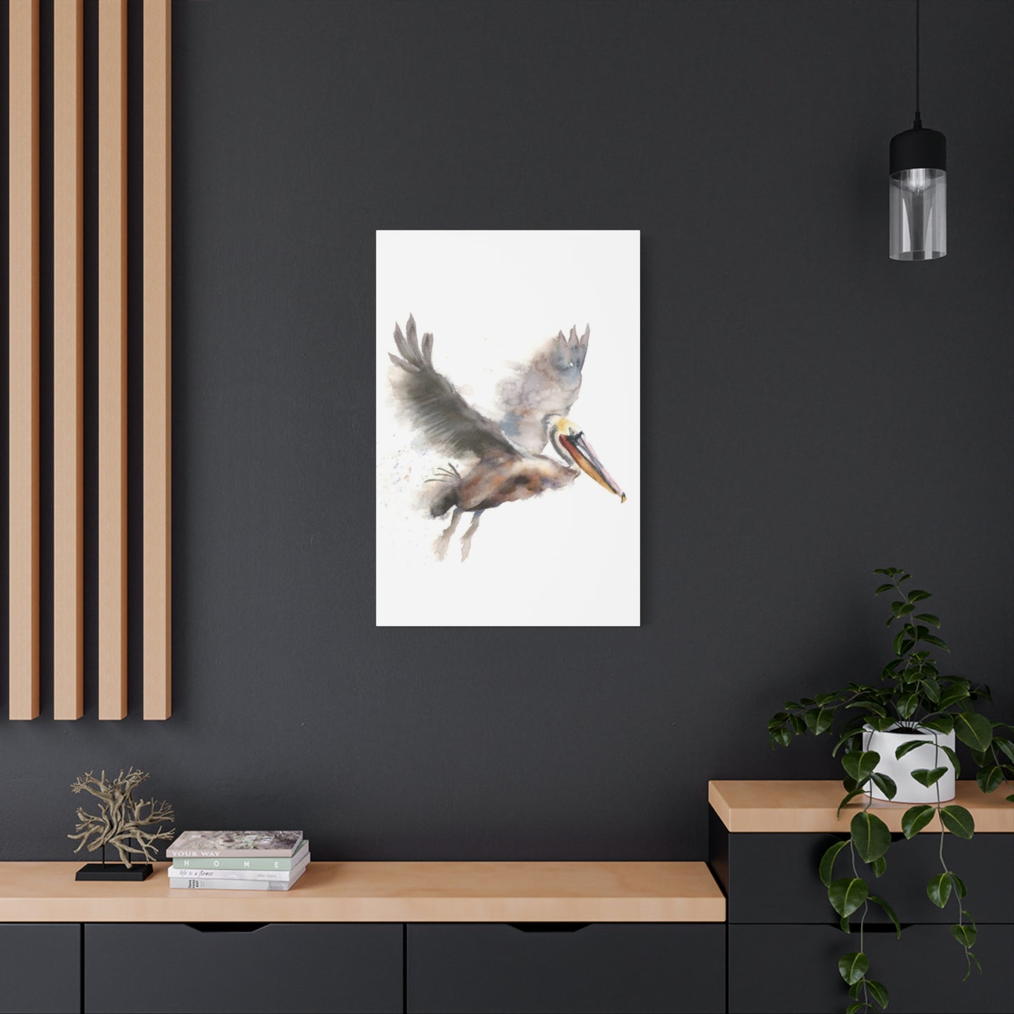 Flying Pelican Painting Wall Art & Canvas Prints