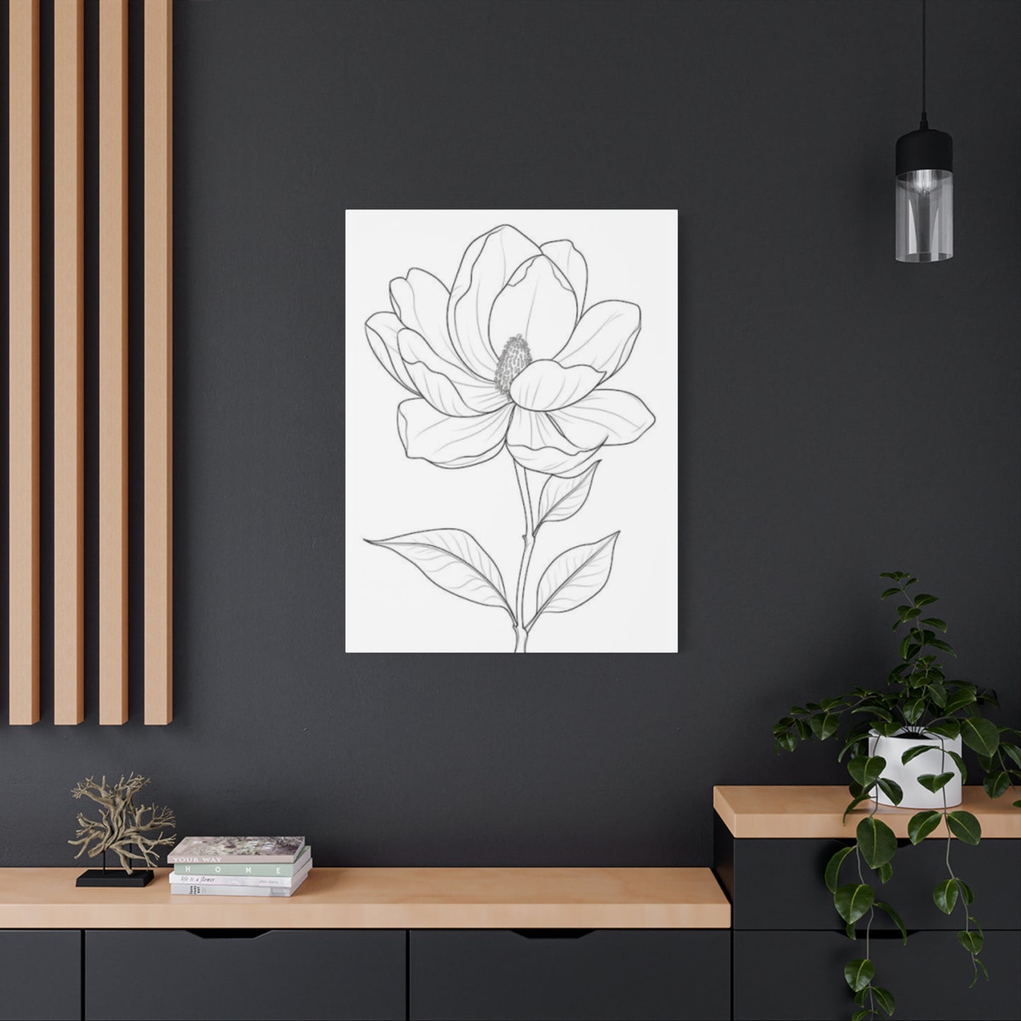 Beautiful Magnolia Flower Sketch Wall Art & Canvas Prints