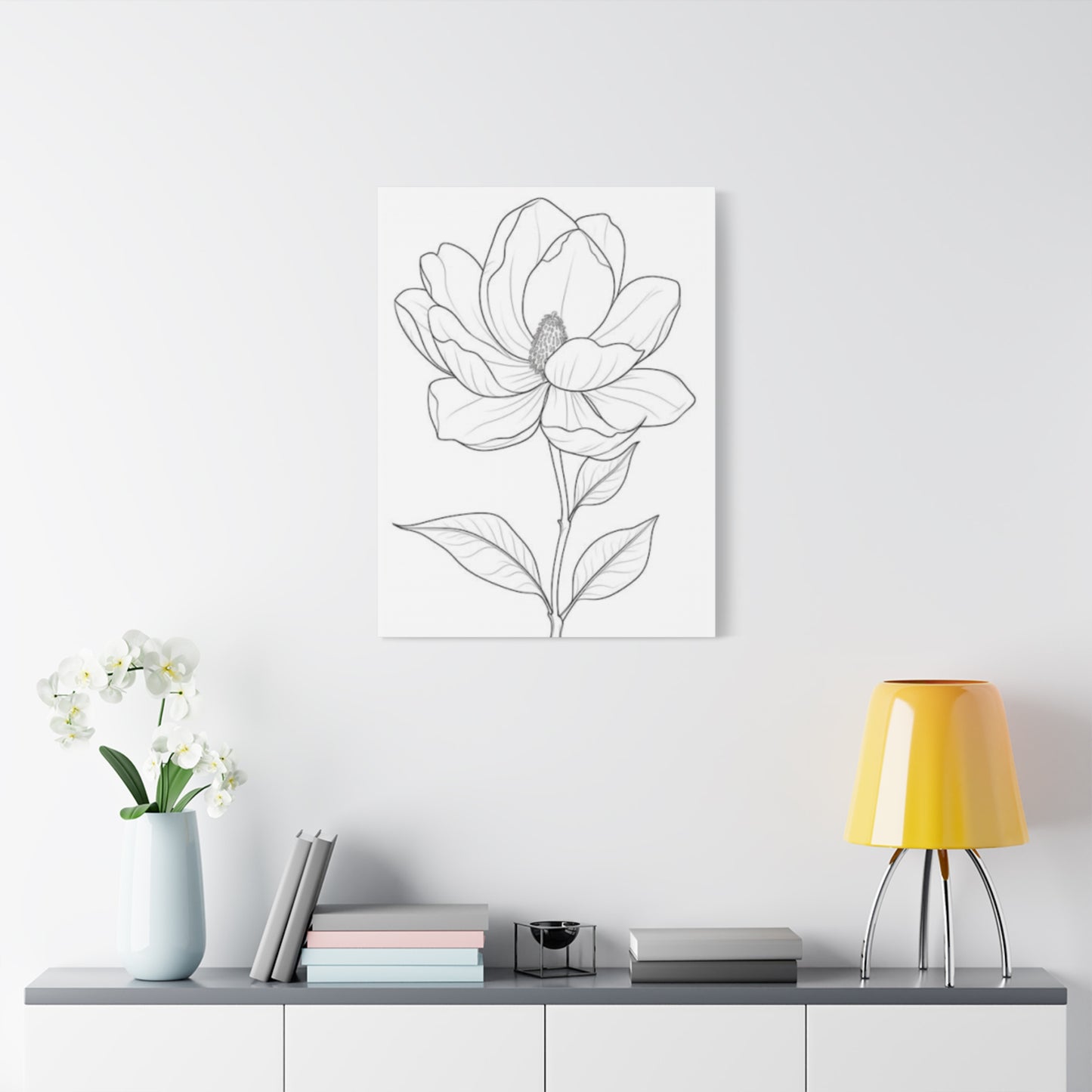 Beautiful Magnolia Flower Sketch Wall Art & Canvas Prints