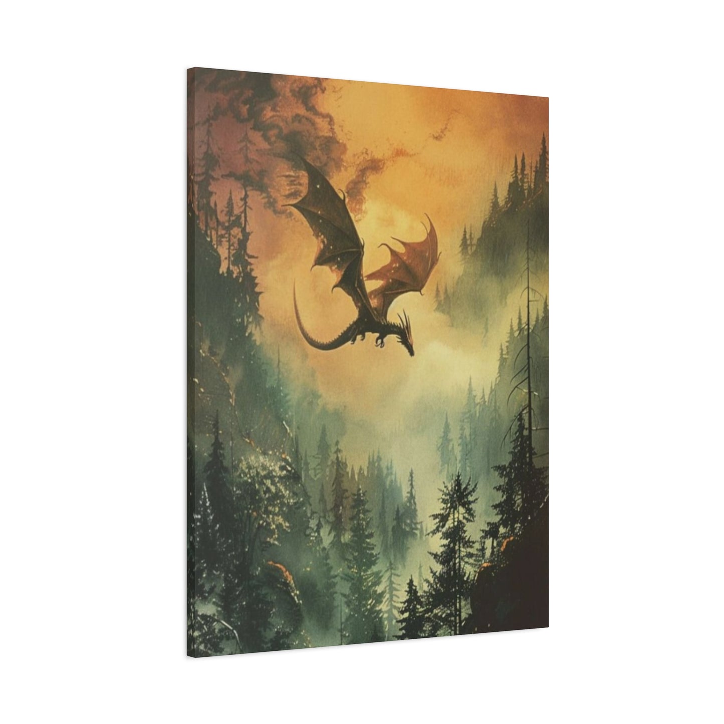 Dragon Flying over Forest Wall Art & Canvas Prints