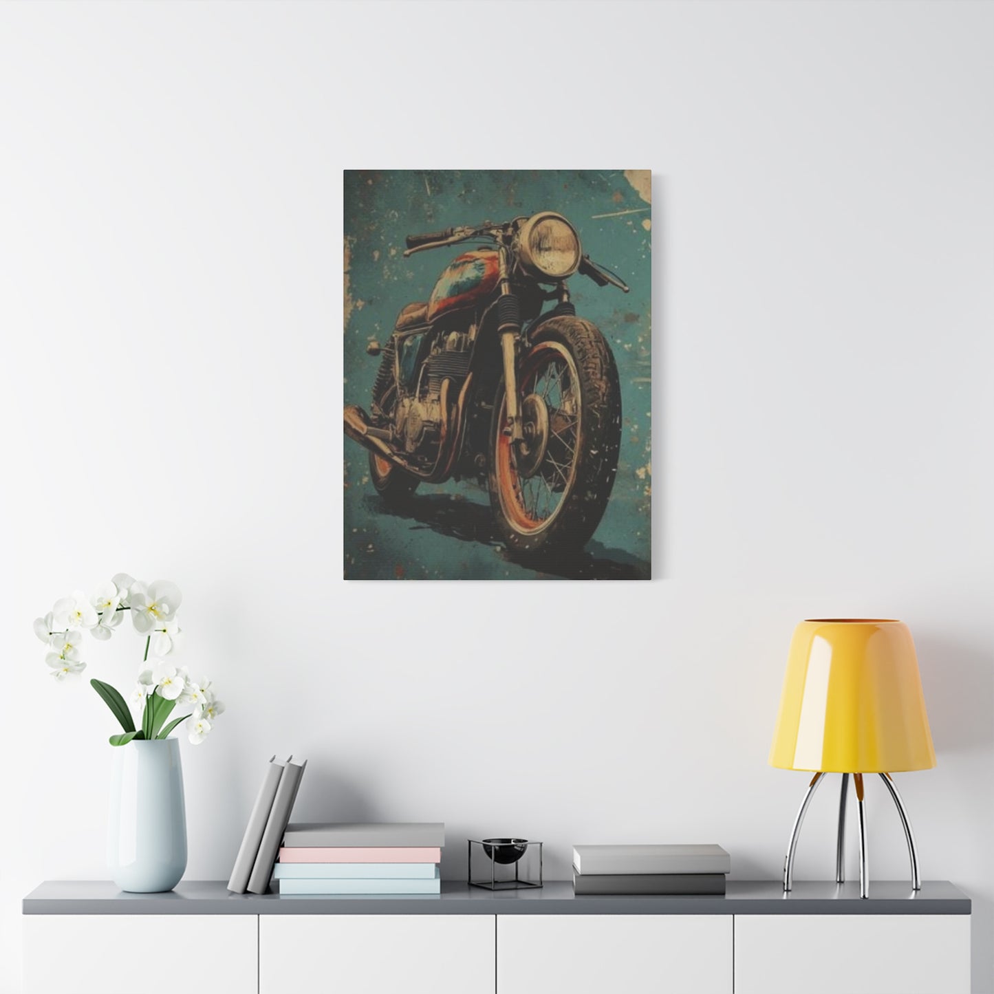 Blue Red Classic Poster Motorcycle Wall Art & Canvas Prints