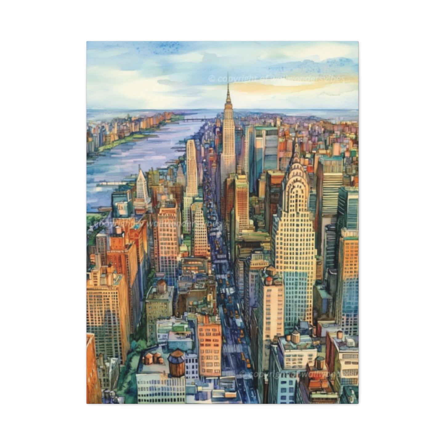 Skyview Manhattan City Skyline NYC Skyline Wall Art & Canvas Prints