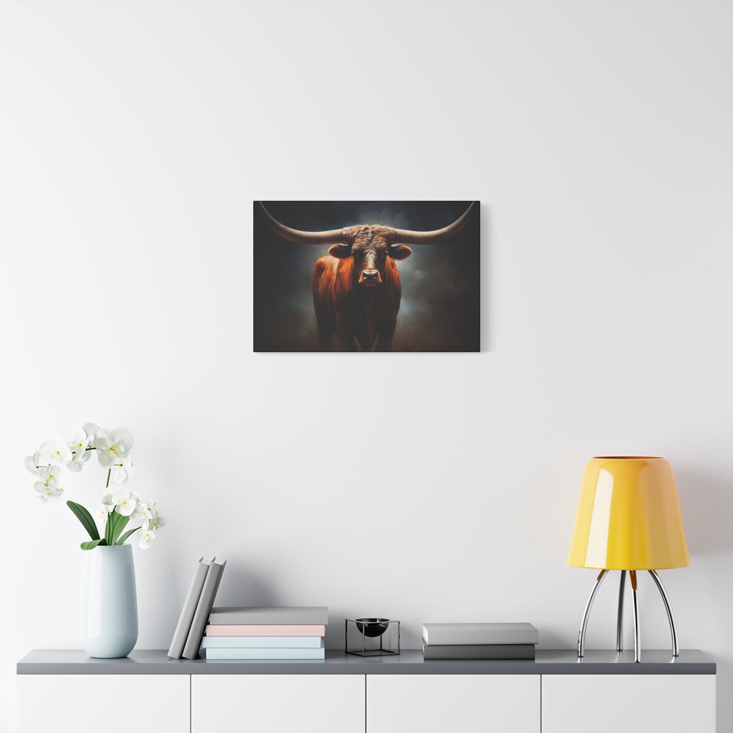 Hairy Bull Straight Long Horns Wall Art & Canvas Prints