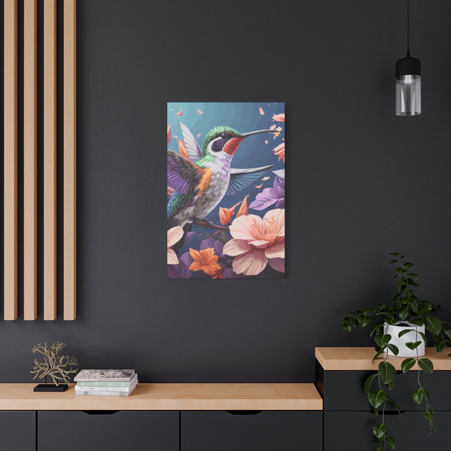 Humming Bird Closeup Painting Wall Art & Canvas Prints