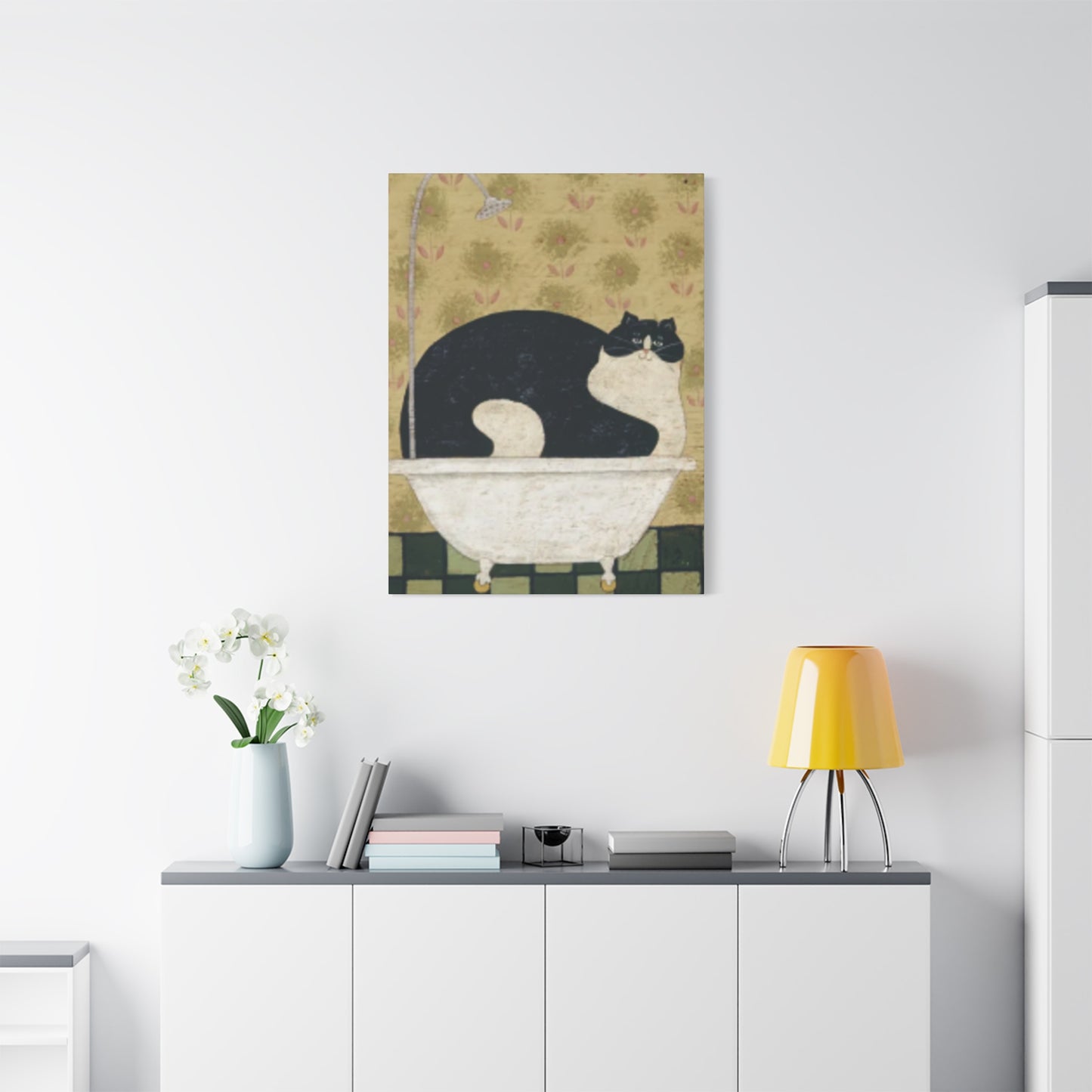 Fat Cat Taking A Bathe Kimble Warren Wall Art & Canvas Prints