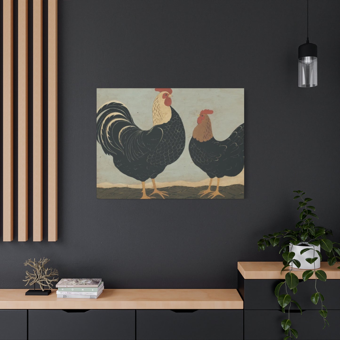 Chicken Couple Kimble Warren Wall Art & Canvas Prints