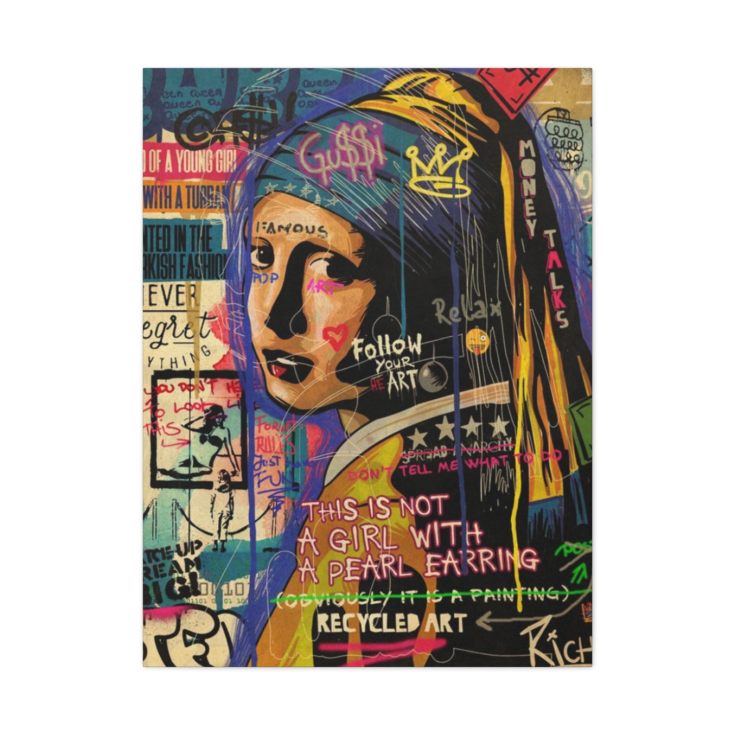 Girl Candid Abstract Painting Mixed Media Wall Art & Canvas Prints