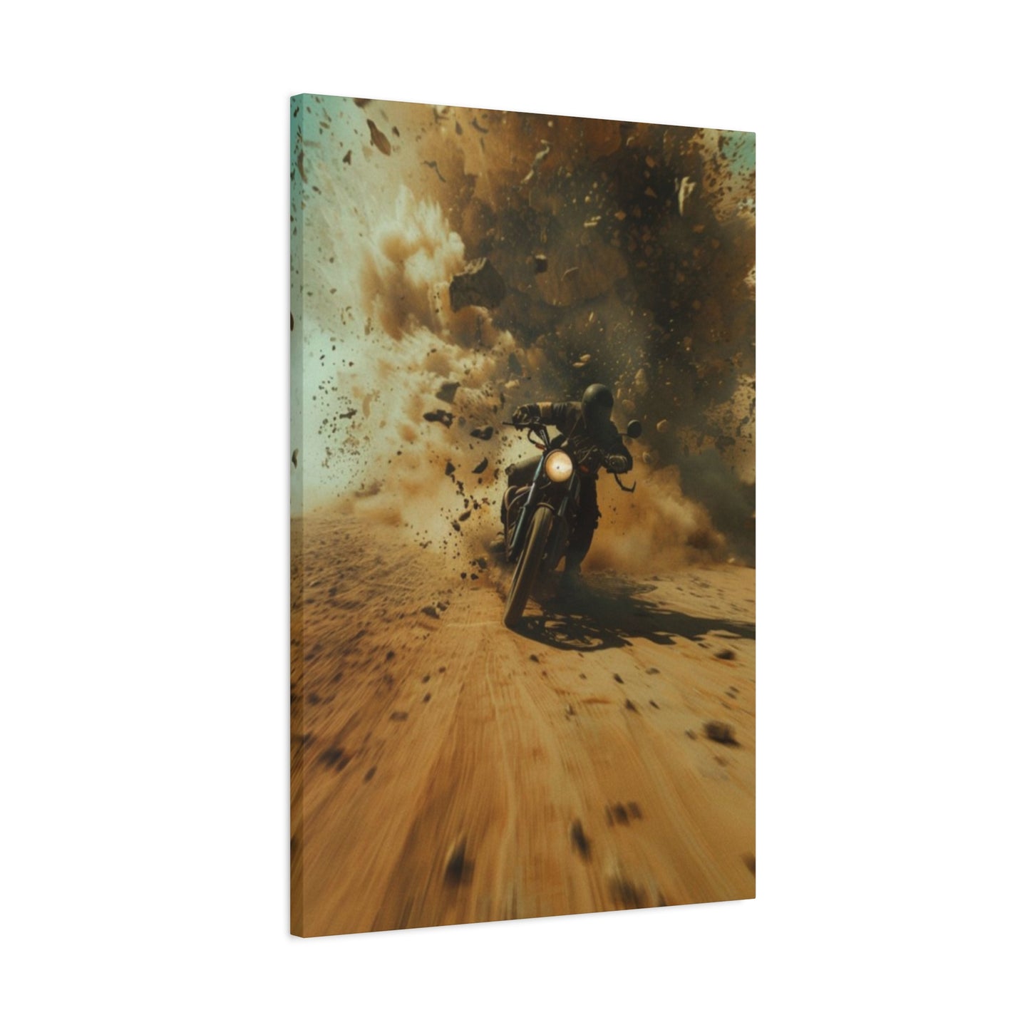 Bike Riding In Desert Motorcycle Wall Art & Canvas Prints