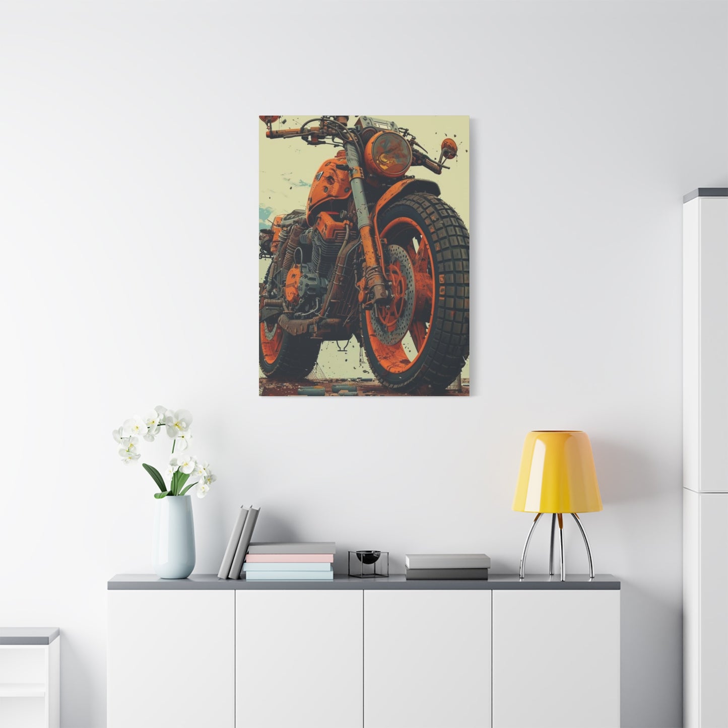 Orange Bike Poster Motorcycle Wall Art & Canvas Prints