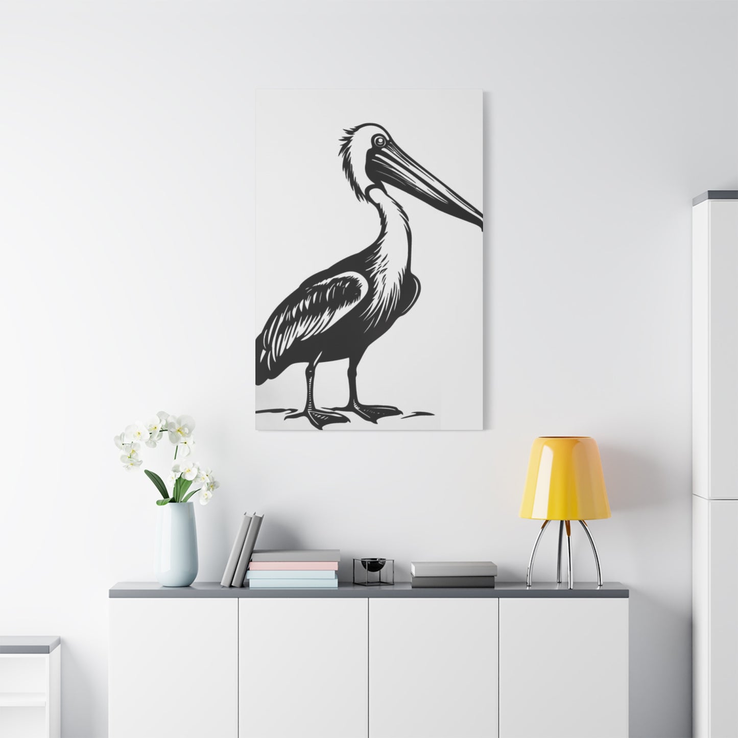 Black & White Pelican Poster Wall Art & Canvas Prints