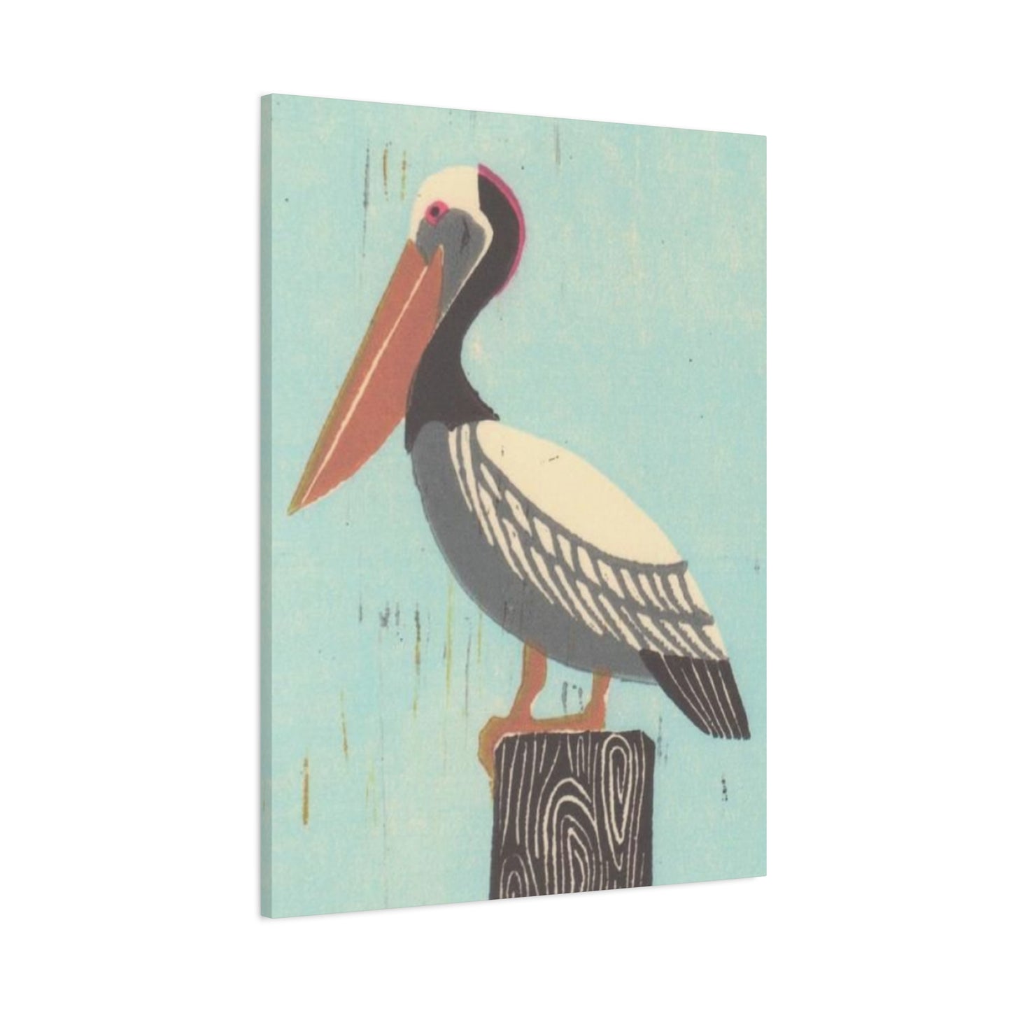 Brown Beak Pelican Colorful Drawing Wall Art & Canvas Prints