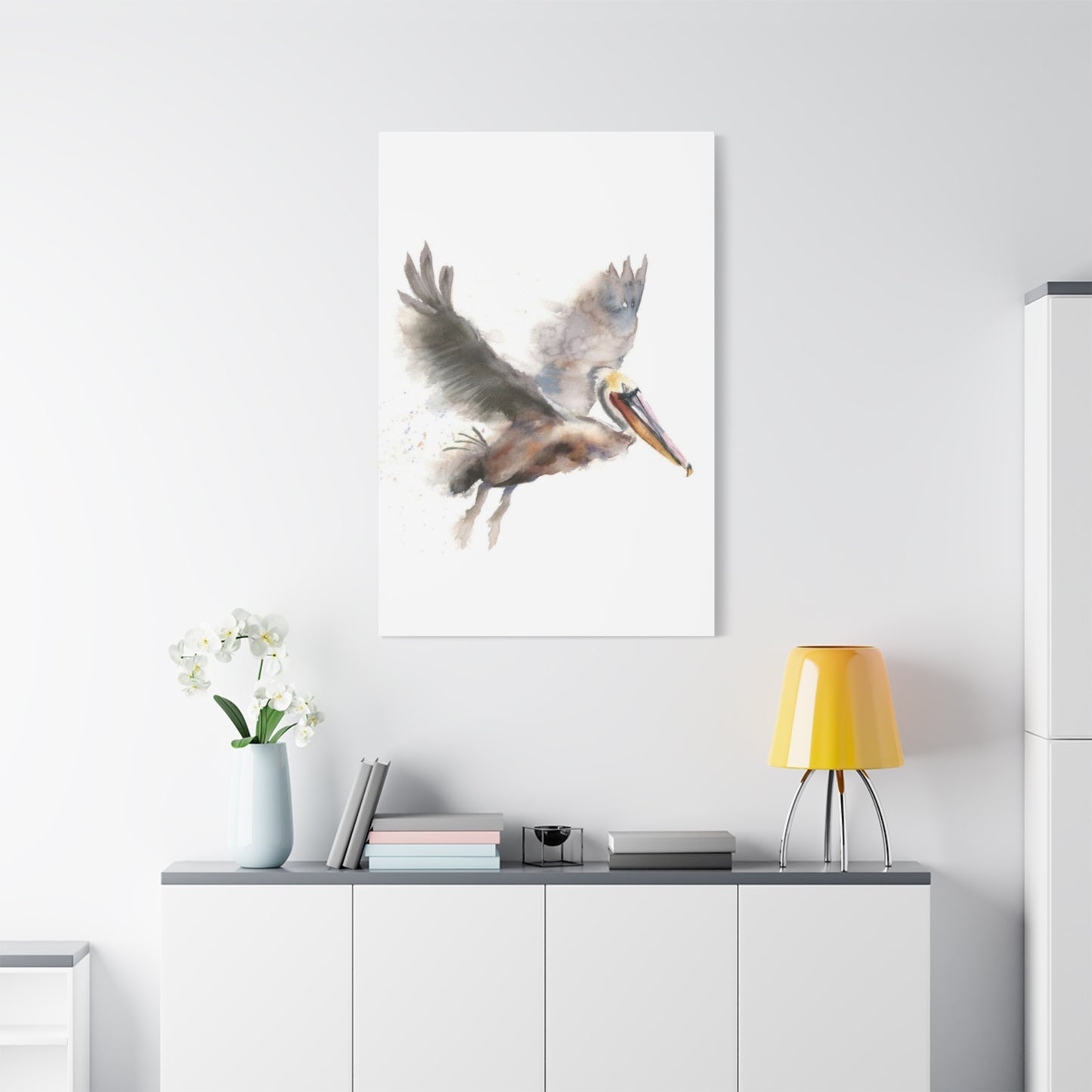 Flying Pelican Painting Wall Art & Canvas Prints