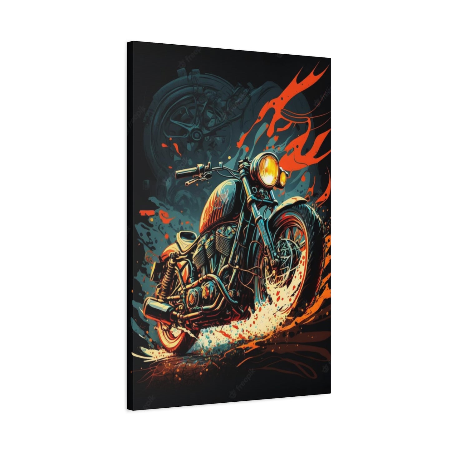 Black Ghost Rider Motorcycle Wall Art & Canvas Prints