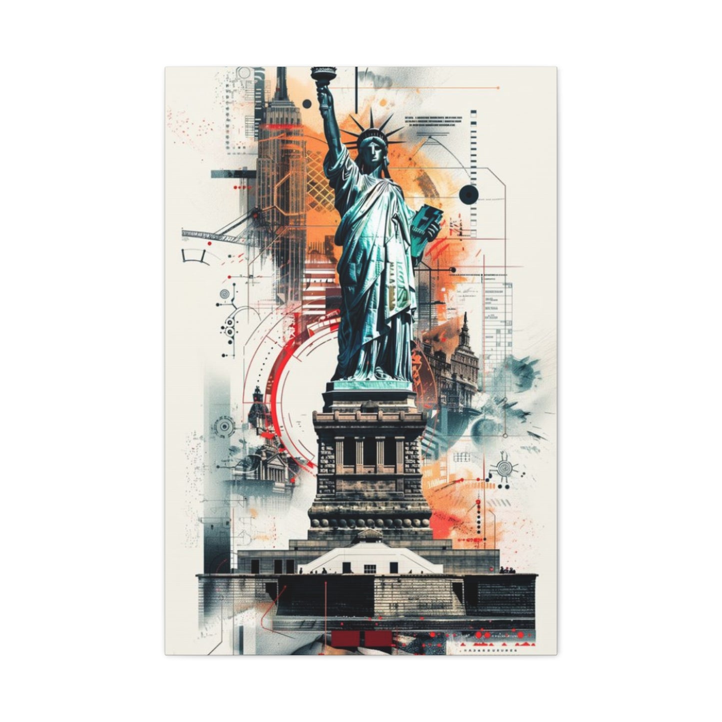 Abstract Poster Of Statue Of Liberty New York City Wall Art & Canvas Prints