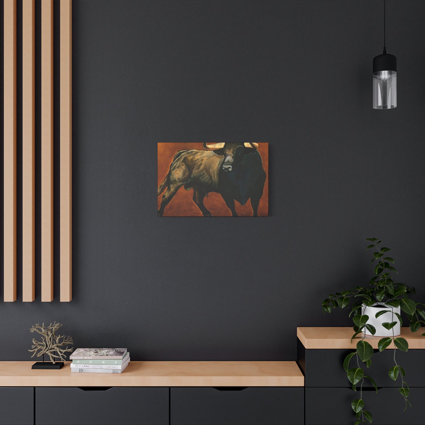 Old Hairy Black Bull Long Horns Wall Art & Canvas Prints